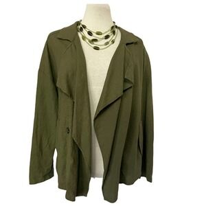 𝅺love Tree Olive Green Long Sleeve Waterfall Jacket Women's Size S